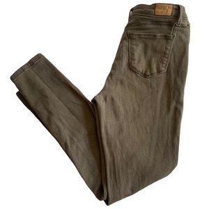 Iris Jeans | Women’s Olive Green Skinny Distressed Jeans Size 9 (Juniors)